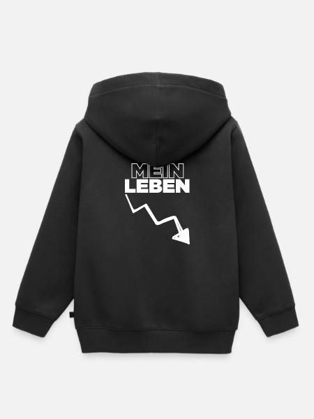 Mein Leben - Spruch / Bergab - Kinder Premium Organic Hoodie - Schwarz