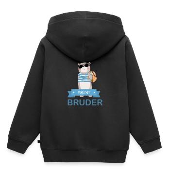 kleiner Bruder Bär - Kinder Premium Organic Hoodie - Schwarz - Hinten - AI Model Kid Male (0cm)