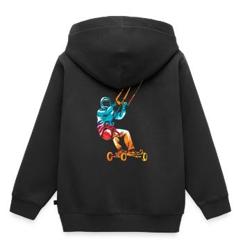Kite landboarding - Sweat Premium à capuche enfant bio - noir - Dos - AI Model Kid Male (0cm)