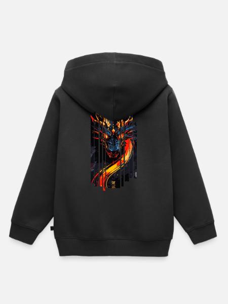 Roter Fantasy-Drache - Kinder Premium Organic Hoodie - Schwarz