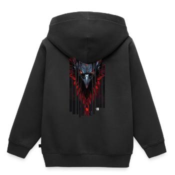Cyborg corbeau kanji rouge - Sweat Premium à capuche enfant bio - noir - Dos - AI Model Kid Male (0cm)
