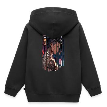 Roter Cyber Tätowierter Mann - Kinder Premium Organic Hoodie - Schwarz - Hinten - AI Model Kid Male (0cm)