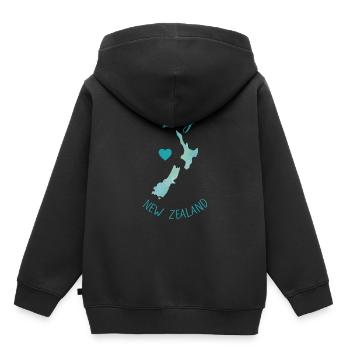 Neuseeland - Kinder Premium Organic Hoodie - Schwarz - Hinten - AI Model Kid Male (0cm)