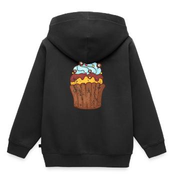 Retro Vintage Grunge Halloween Cupcakes Muffins - Kinder Premium Organic Hoodie - Schwarz - Hinten - AI Model Kid Male (0cm)