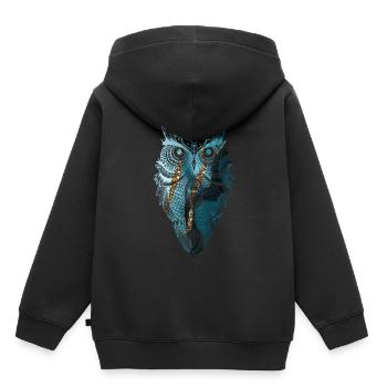 EULE MANDALA UHU - Kinder Premium Organic Hoodie - Schwarz - Hinten - AI Model Kid Male (0cm)