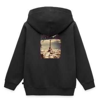 Tour eiffel paris - Sweat Premium à capuche enfant bio - noir - Dos - AI Model Kid Male (0cm)