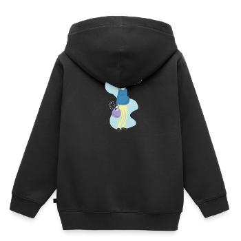 Oops grossesse cadeau de grossesse bébé ventre - Sweat Premium à capuche enfant bio - noir - Dos - AI Model Kid Male (0cm)