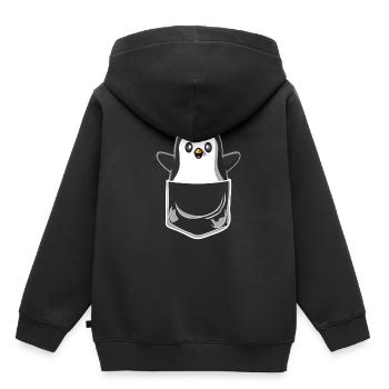 Poche de poche de poitrine de pingouin - Sweat Premium à capuche enfant bio - noir - Dos - AI Model Kid Male (0cm)