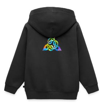 Farbenfroher keltischer Knoten - Kinder Premium Organic Hoodie - Schwarz - Hinten - AI Model Kid Male (0cm)