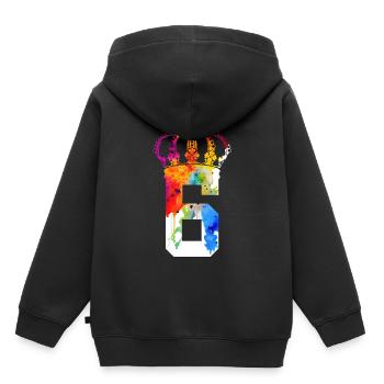 KING 6 YEAR OLD QUEEN 6TH BIRTHDAY - Kids Premium Organic Hoodie - black - Back - AI Model Kid Male (0cm)