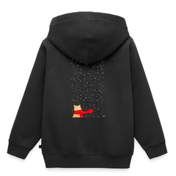 Schneekatze getigert (lang) - Kinder Premium Organic Hoodie - Schwarz - Hinten - AI Model Kid Male (0cm)