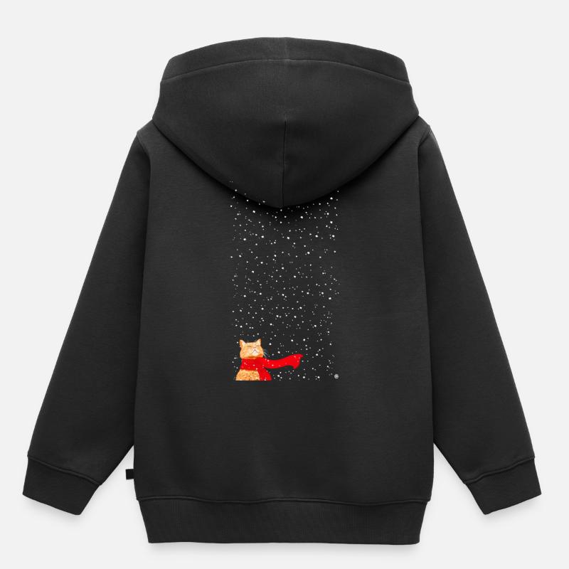 Schneekatze getigert (lang) - Kinder Premium Organic Hoodie - Schwarz