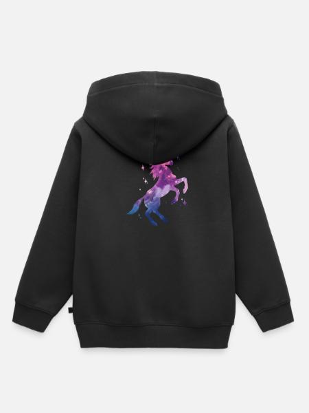 Galaxie Einhorn - Kinder Premium Organic Hoodie - Schwarz
