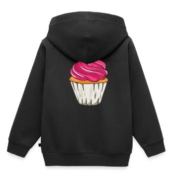 Gâteau d'anniversaire muffin petit gâteau - Sweat Premium à capuche enfant bio - noir - Dos - AI Model Kid Male (0cm)