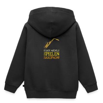 Saxophonistin Saxophon Spielerin - Kinder Premium Organic Hoodie - Schwarz - Hinten - AI Model Kid Male (0cm)