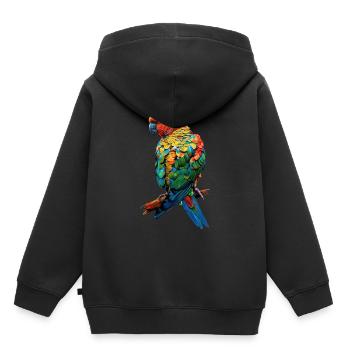 Sittiche - Kinder Premium Organic Hoodie - Schwarz - Hinten - AI Model Kid Male (0cm)