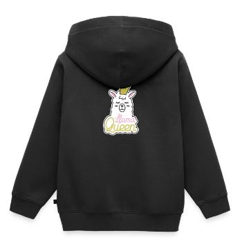 Lama Lama Alpaga Lama reine - Sweat Premium à capuche enfant bio - noir - Dos - AI Model Kid Male (0cm)