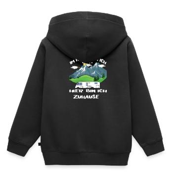 Im Hotel bin ich Gast hier bin ich Zuhause - Kinder Premium Organic Hoodie - Schwarz - Hinten - AI Model Kid Male (0cm)