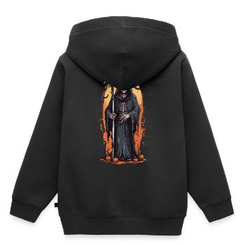 Mitternachts Grim Reaper Schatten zu Halloween - Kinder Premium Organic Hoodie - Schwarz - Hinten - AI Model Kid Male (0cm)