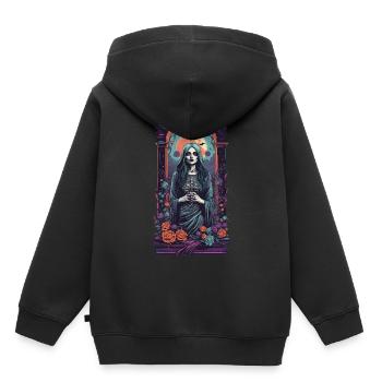 Vintage Goth fille victorien occulte esthétique - Sweat Premium à capuche enfant bio - noir - Dos - AI Model Kid Male (0cm)