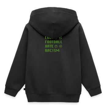 Love Football Hate Racism green - Sweat Premium à capuche enfant bio - noir - Dos - AI Model Kid Male (0cm)