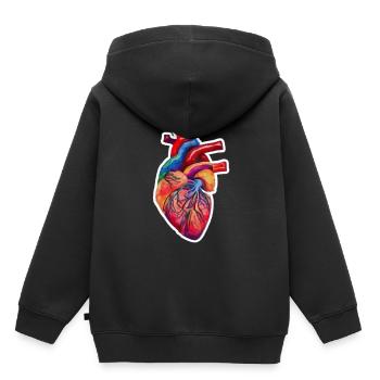 Menschliches Herz Aquarellstil - Kinder Premium Organic Hoodie - Schwarz - Hinten - AI Model Kid Male (0cm)