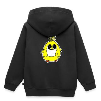 Chicken süßes Küken mit Mundschutz Maske Cutie - Kinder Premium Organic Hoodie - Schwarz - Hinten - AI Model Kid Male (0cm)