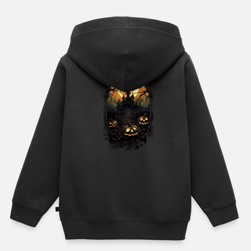 Horreur d’Halloween - Sweat Premium à capuche enfant bio - noir