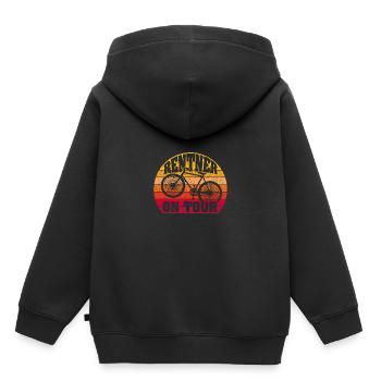 Retraités en tournée | Vélo | vélo - Sweat Premium à capuche enfant bio - noir - Dos - AI Model Kid Male (0cm)