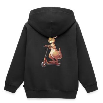 Rouleau kangourou - Sweat Premium à capuche enfant bio - noir - Dos - AI Model Kid Male (0cm)