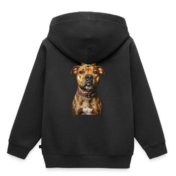Staffordshire Bullterrier - Kinder Premium Organic Hoodie - Schwarz - Hinten - AI Model Kid Male (0cm)