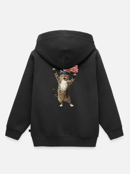 Katze - Kinder Premium Organic Hoodie - Schwarz