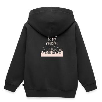 La nature est mon église Satanisme satanique - Sweat Premium à capuche enfant bio - noir - Dos - AI Model Kid Male (0cm)