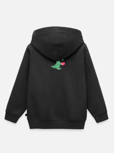 Verliebter Dino Trex Herz Geschenk Shirt - Kinder Premium Organic Hoodie - Schwarz