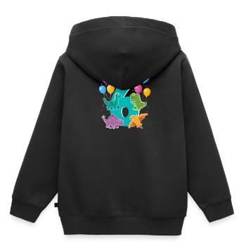 Chemise d'anniversaire enfant Dino pour garçons de 6 ans - Sweat Premium à capuche enfant bio - noir - Dos - AI Model Kid Male (0cm)