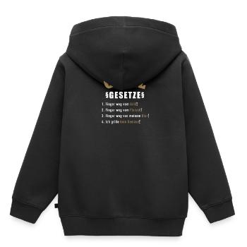 Set de barbecue Chemise de cadeau de barbecue - Sweat Premium à capuche enfant bio - noir - Dos - AI Model Kid Male (0cm)