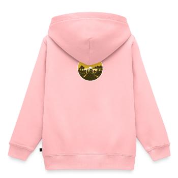 Reise - Kinder Premium Organic Hoodie - Rosa - Hinten - AI Model Kid Female (0cm)