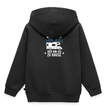Wohnmobil - Im Hotel bin ich Gast - Hier bin ich.. - Kinder Premium Organic Hoodie - Schwarz - Hinten - AI Model Kid Male (0cm)