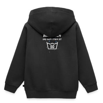Schonend behandeln das gute Stück ist 50 - Kinder Premium Organic Hoodie - Schwarz - Hinten - AI Model Kid Male (0cm)