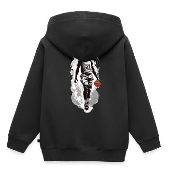 Basket-ball Dribble Dynamique Streetwear Design - Sweat Premium à capuche enfant bio - noir - Dos - AI Model Kid Male (0cm)