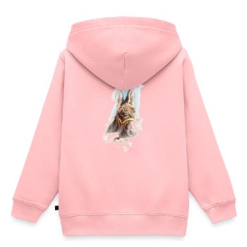 Esel - Kinder Premium Organic Hoodie - Rosa - Hinten - AI Model Kid Female (0cm)
