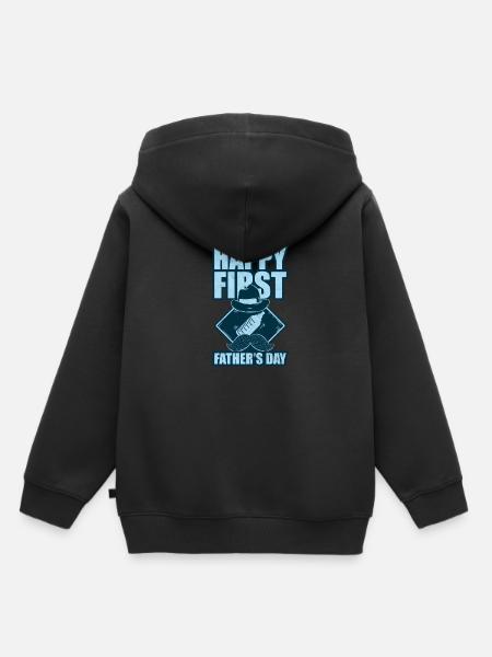 Father Son 1st Fathers Day Dad saying Tshirt - Kids Premium Organic Hoodie - black