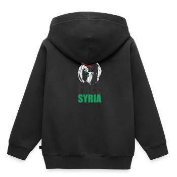 T-shirt gratuit Syrie Drapeau Syrie: Drapeau Syrie Ob - Sweat Premium à capuche enfant bio - noir - Dos - AI Model Kid Male (0cm)