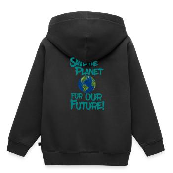 Sauvez la planète pour notre avenir! - Sweat Premium à capuche enfant bio - noir - Dos - AI Model Kid Male (0cm)