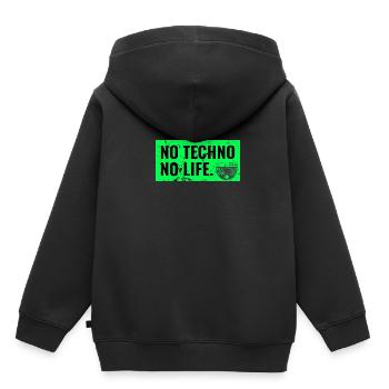 Techno Rave Raver dj hardstyle jumpstyle turntable - Sweat Premium à capuche enfant bio - noir - Dos - AI Model Kid Male (0cm)