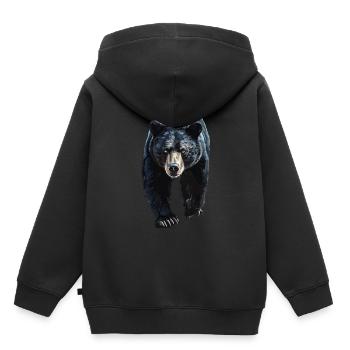 Tragen - Kinder Premium Organic Hoodie - Schwarz - Hinten - AI Model Kid Male (0cm)