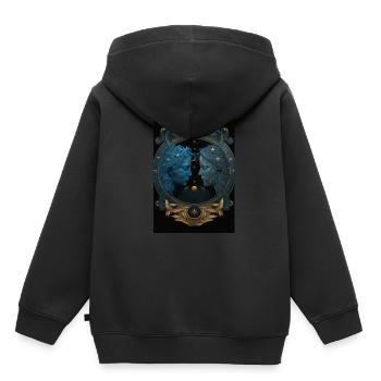 Sternzeichen Zwilling - Kinder Premium Organic Hoodie - Schwarz - Hinten - AI Model Kid Male (0cm)