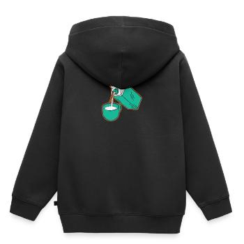 Lait lait café café sac de lait - Sweat Premium à capuche enfant bio - noir - Dos - AI Model Kid Male (0cm)