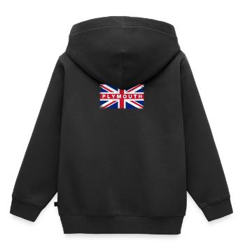 Plymouth shirt Drapeau vintage Royaume-Uni T-shirt - Sweat Premium à capuche enfant bio - noir - Dos - AI Model Kid Male (0cm)