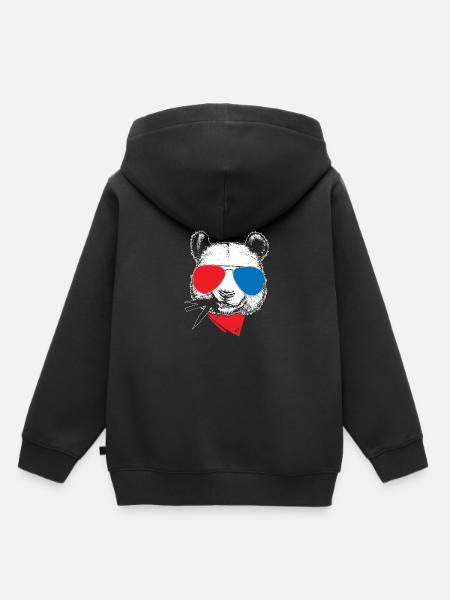 cool Panda Geschenk Bär Natur Tier süß - Hoodie Premium barn ekologisk - svart
